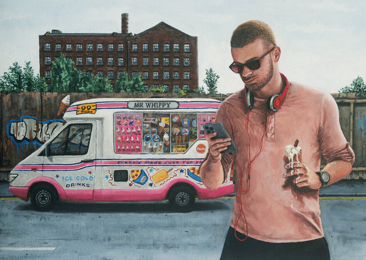 peterdavis_art's tweet photo. My latest painting harks back to the scorching hot days in July. “Summer of ‘22”, Acrylic on canvas board, 29cm x 39cm. It’ll be on show, and for sale, as part of #ManchesterAcademyOfFineArts exhibition at the @StockportWMAG from the 2nd Oct - 18th Nov 2022. #mrwhippy #flake99 https://t.co/tj8LwSxeAf