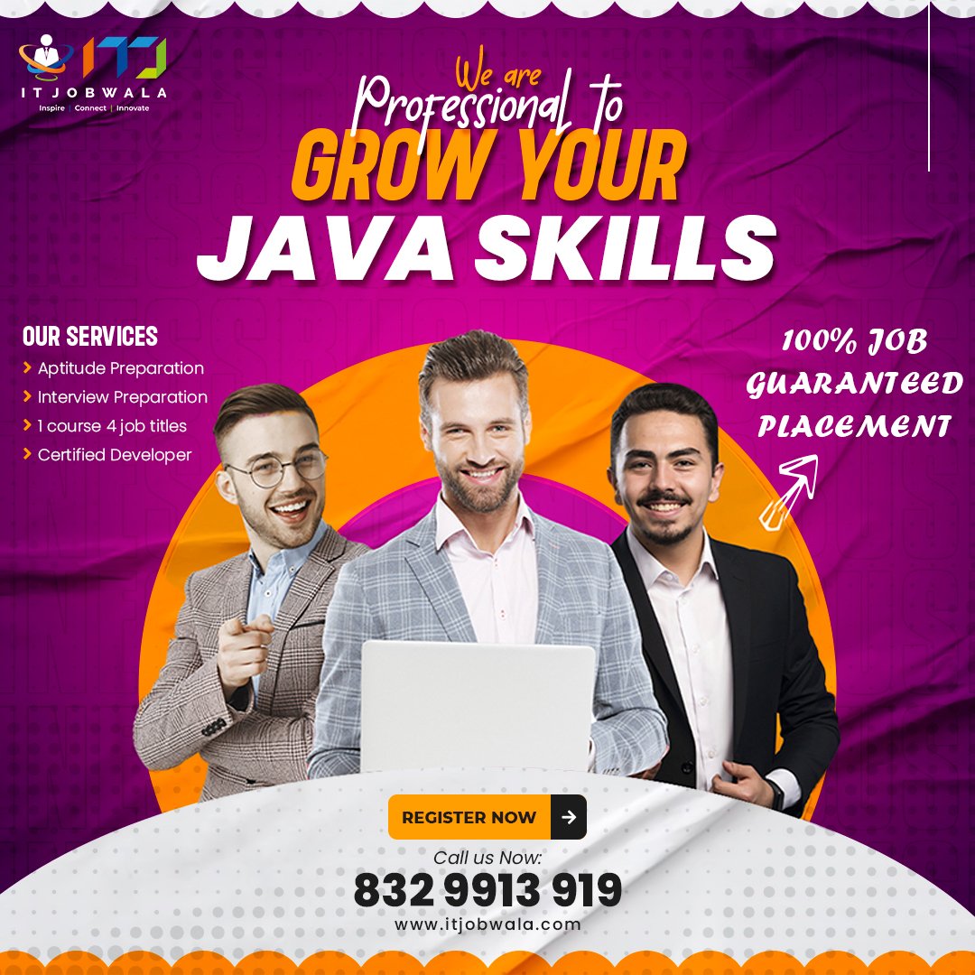 ItJobwala's tweet image. Become Certified Java Developer!!
Enhance your skills in Java
100% Job Guaranteed Placement or money back.
More Info : 83299 13919
#Java_Full_Stack #Dot_Net #placements #ITmnc #jobseekers #ITTrainingandplacement
#besttraininginstitute #placements #SQLdeveloper #job #Hiring