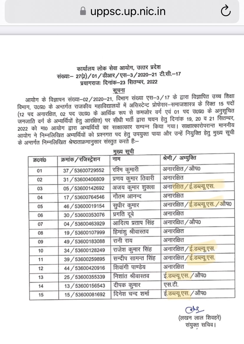 Profdilipmandal's tweet photo. यूपी लोक सेवा आयोग की 15 नियुक्तियों में 6 EWS. यानी 40% सीट EWS को। 52%  OBC और 22% SC के लिए कोई सीट नहीं। 

तो बताओ दलितों और पिछड़ों। राम राज्य में मज़ा आ रहा है न?? बुरा लग रहा है तो Retweet करें। @myogiadityanath @yadavakhilesh @Mayawati #EWS_आरक्षण_खत्म_करो https://t.co/iHg90dWLyx