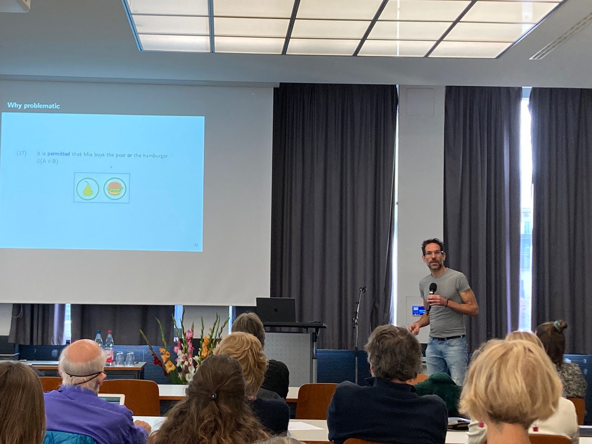 Plenary speaker <a href="/jacopo_romoli/">Jacopo romoli</a> gave a thought-provoking presentation on the semantics of free choice last week at #gala15ffm. Looking forward to seeing the continuation of his work and its implications for acquisition theory!