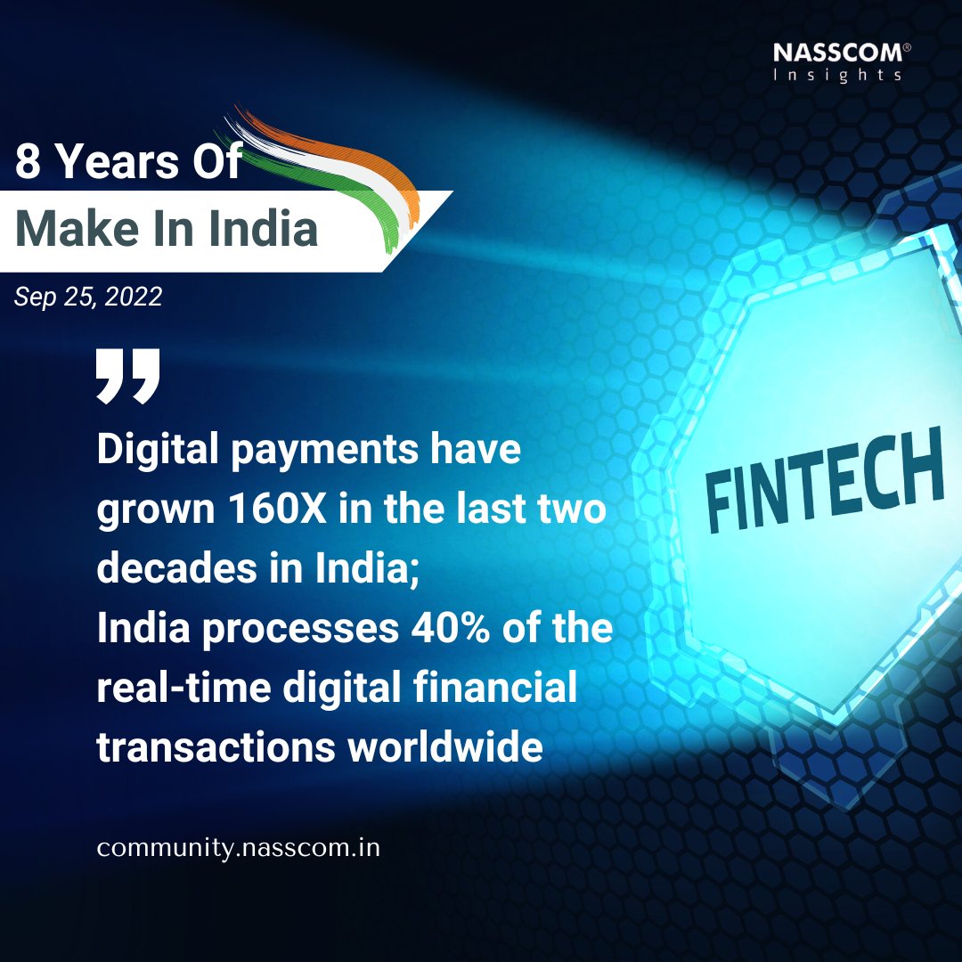 Celebrating 8 Years of #MakeInIndia Digital Payments have grown 160X in the last two decades in India Study 👉tinyurl.com/mssbva3z #DigitalPayments #fintech #technology #AI #Data #Business #IndianStartups #EmergingTech #AatmanirbharBharat #innovation @makeinindia