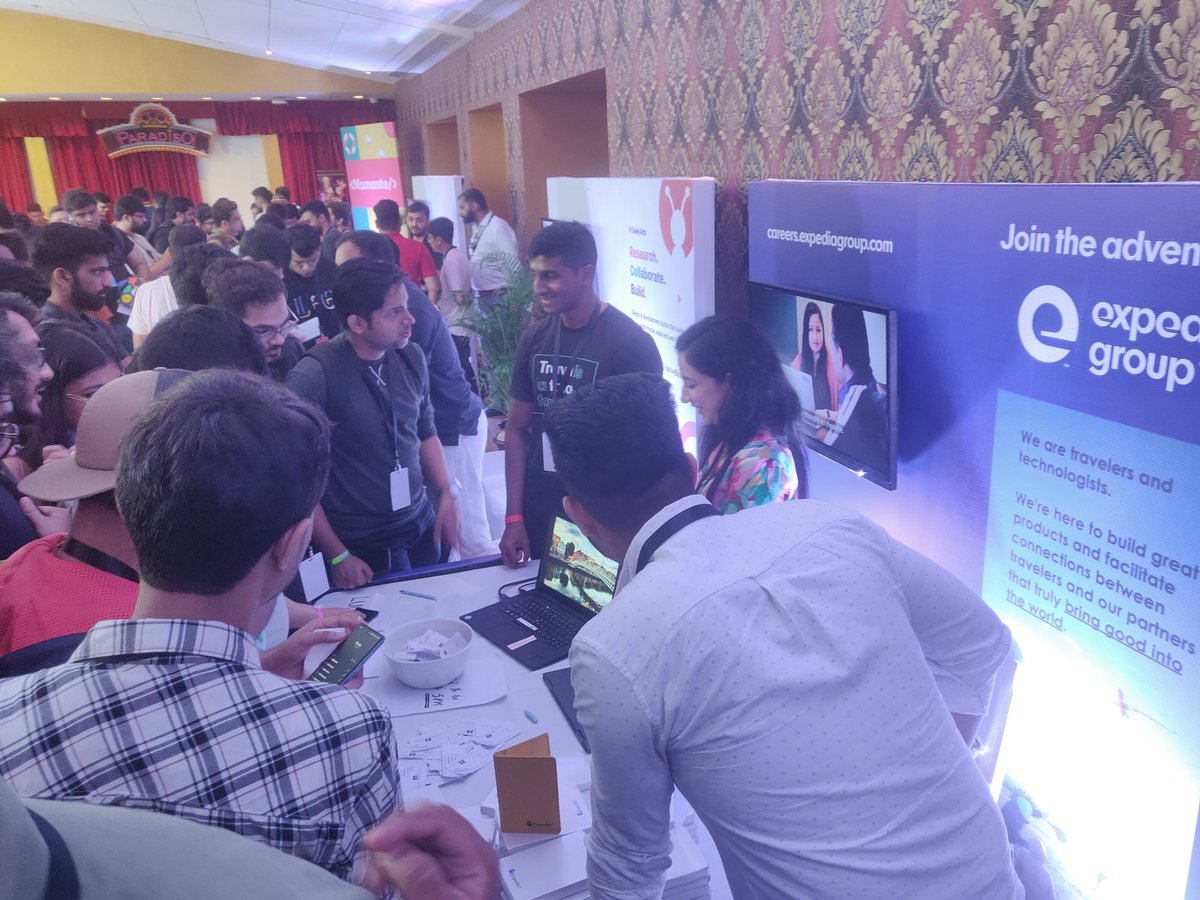 #reactindia2022 happy to be hear. Do visit the #lifeatexpedia booth and know more about the good work at Travel we do. GET Cool swaga and also know about our numerous open positions in NCR and Bengaluru!!