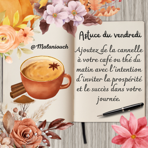 Malaniouch1's tweet photo. 🦋 Astuce du 🆅🅴🅽🅳🆁🅴🅳🅸
 #malaniouch #vendredi #astuce #cannelle #cafè #the #succes #prosperité #magique #mystique #eveil #eveildesconsciences #eveildesâmes https://t.co/J3IBotPv53