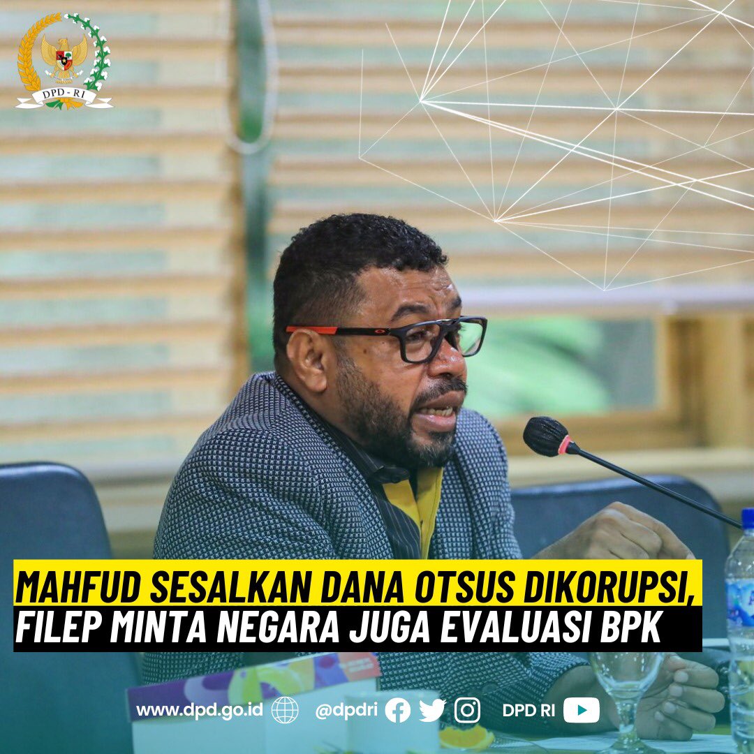 DPDRI's tweet photo. Mahfud Sesalkan Dana Otsus Dikorupsi, Filep Minta Negara Juga Evaluasi BPK

Selanjutnya:

https://t.co/86Qv7pLmTg

https://t.co/dy95i3jbFM

@DPDRI https://t.co/ZqSDFLtSsR