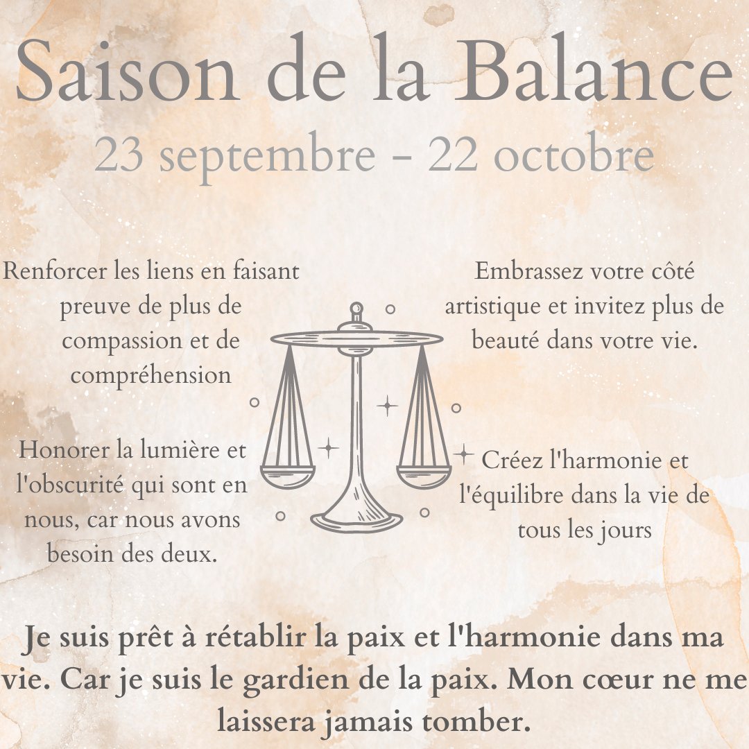 Malaniouch1's tweet photo. ✨ 𝓢𝓪𝓲𝓼𝓸𝓷 𝓭𝓮 𝓵𝓪 𝓑𝓪𝓵𝓪𝓷𝓬𝓮 ✨  #malaniouch #balance #astrologie #equilibre #partenariat #eveil #eveildesconsciences #reins #dos #equinoxe https://t.co/tGNxb46QT2