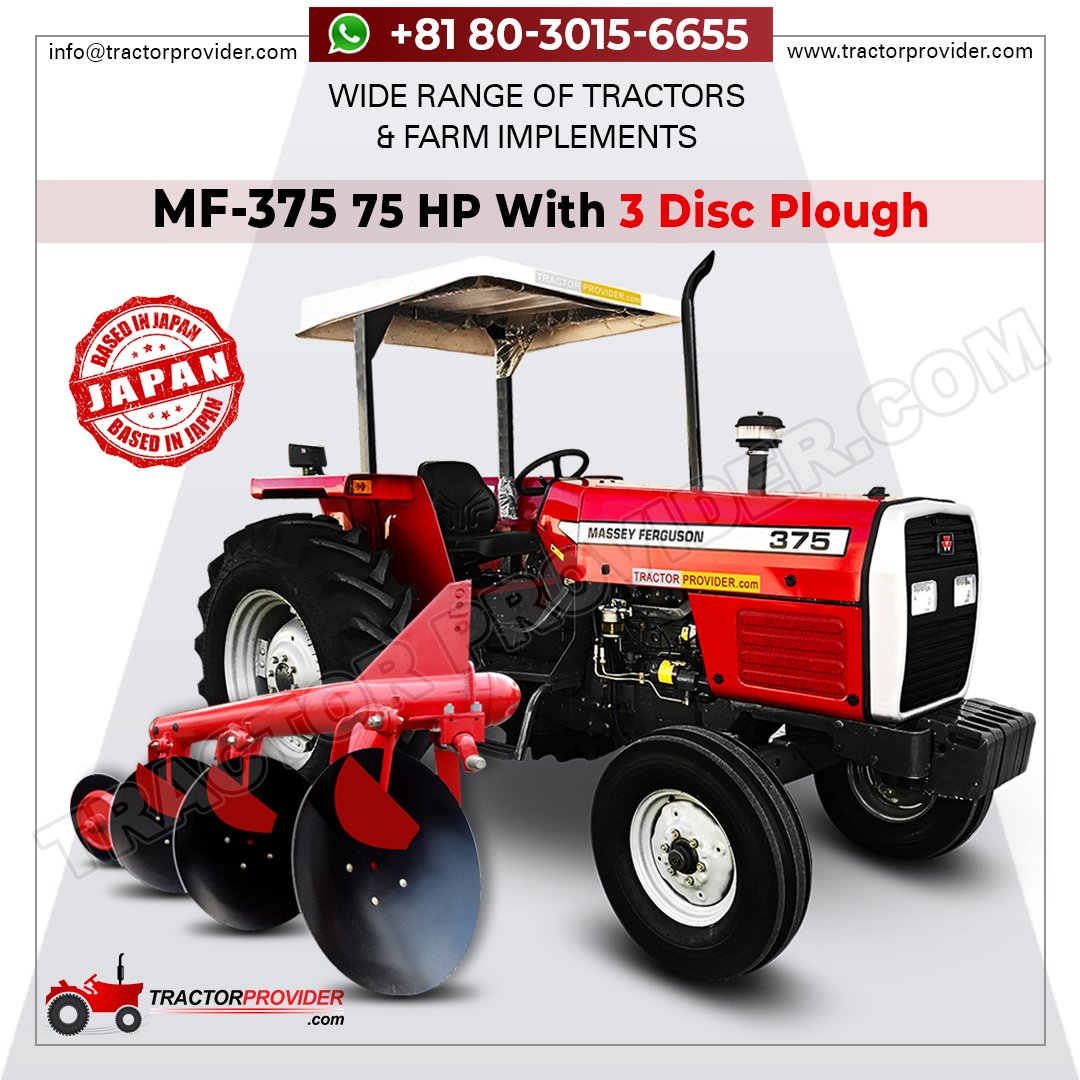 TractorProvider's tweet photo. Brand New Massey Ferguson MF 375- 75HP Tractor with 3 Disc Plough for Sale at Competitive Price!
WhatsApp --> https://t.co/i65P2gUlyS
WhatsApp --> https://t.co/bikhcn1L91
Visit at -https://t.co/GBJ17IceuK
#masseyfergusontractors #agriculture #farmimplements #forsale #MF375 https://t.co/Fv751KD1Hf