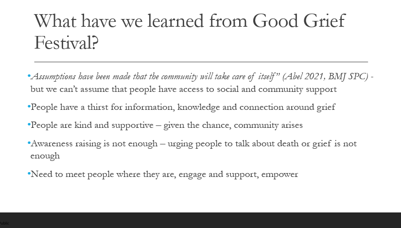 Lucy_Selman's tweet photo. This is so true @ljhansford. We need to meet each other where we are, not just urge people to do and be a certain way, which after all is a form of coercion. I made a similar point this week when presenting on @GoodGriefFest at #EuropeanBereavementConference.
#PHPCI2022 https://t.co/Hm4n26YBoM