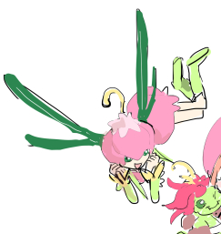 white background simple background digimon (creature) boots smile green eyes pink hair  illustration images