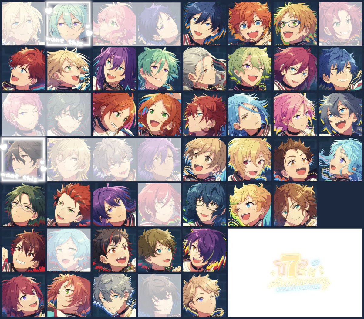 muuoy0's tweet photo. 【 交換 】あんスタ 7周年 ビジュアルプレイングカード

꒰ 譲 ꒱　北斗 スバル 真 一彩 藍良 マヨイ 巽 凪砂 日和 茨 ジュン ひなた ゆうた 燐音 HiMERU こはく ニキ 友也 なずな 光 創 敬人 紅郎 颯馬 つむぎ 宙 斑 千秋 鉄虎 翠 忍 司 レオ 泉 嵐

꒰ 求 ꒱　零 > 渉

→ https://t.co/MSzLELVpf0