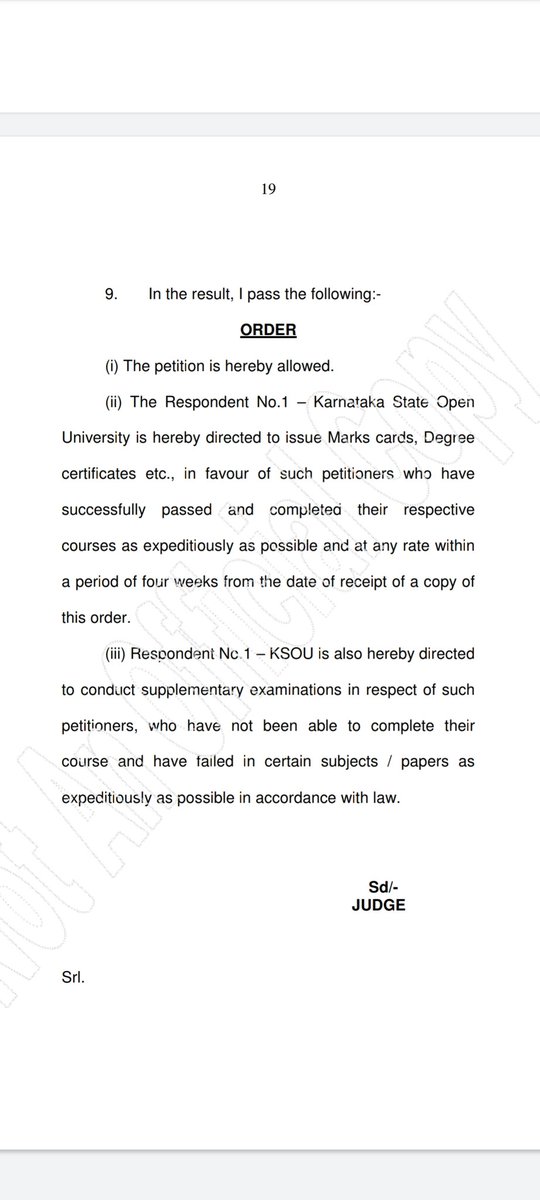 mycgworld's tweet photo. @KSOU_Mysuru As per the WRIT PETITION No.24293 OF 2021 you are ordered by court to start furnishing degrees to students of collaborative institutes on or before 12-13. I hope now on no students have to go court. https://t.co/XdP39g36kl