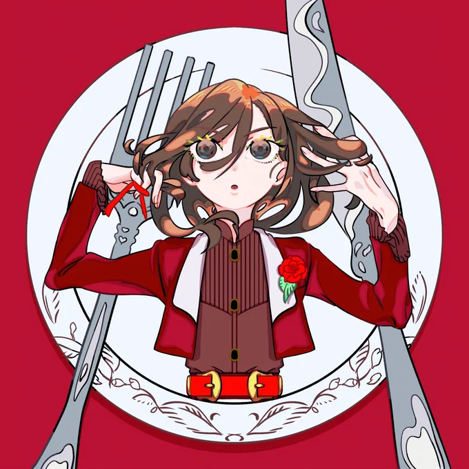 ウォーターマーク入れた高画質バージョンはこちらお互いを見ているということでまつ毛の色はお互いの髪の色になっていますつむじには薔薇を入れました 