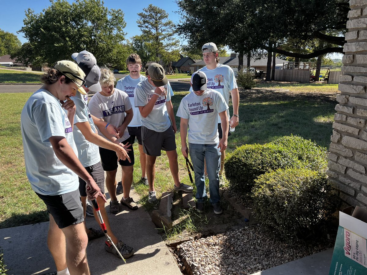 Thank you to the Tarleton students who participated in Round Up today. These guys were INCREDIBLE! My neighbors and I are extremely grateful for your good deeds 💜 #bleedpurple