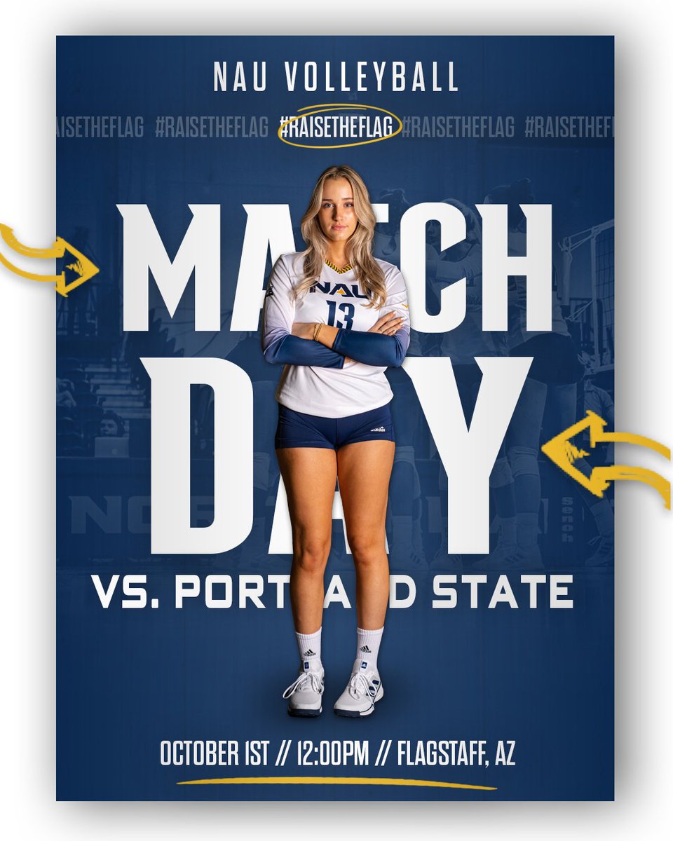 Saturday morning showdown with the Vikings.

🆚 Portland State
📍 Rolle Activity Center | Flagstaff, Ariz.
🕛 12 p.m.
🔗 linktr.ee/nauvolleyball

#RaiseTheFlag | #RockTheRolle