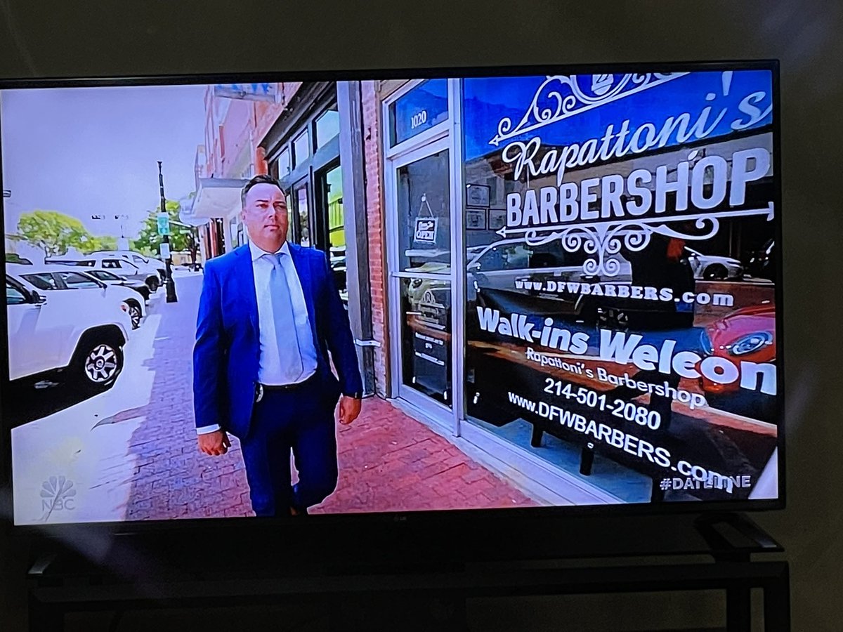 chappiequeen's tweet photo. Is this a family barbershop making a @DatelineNBC appearance in Plano @DaltonRapattoni @KivaRapattoni ?😂😀 https://t.co/anLlDVy5WZ