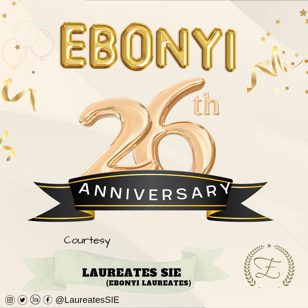 EbonyiLaureates's tweet photo. Happy 26th Anniversary to Ebonyi State
God Bless Nigeria
God Bless Ebonyi State
From all of us at Laureates SIE (Ebonyi Laureates)
#Ebonyi25X
#Ebonyilaureates
#LaureatesSIE
#Scholarfreely
#Ebonyitotheworld
#Techfreely
#TechEbonyi
#STEMEbonyi https://t.co/9qJCZztWE2