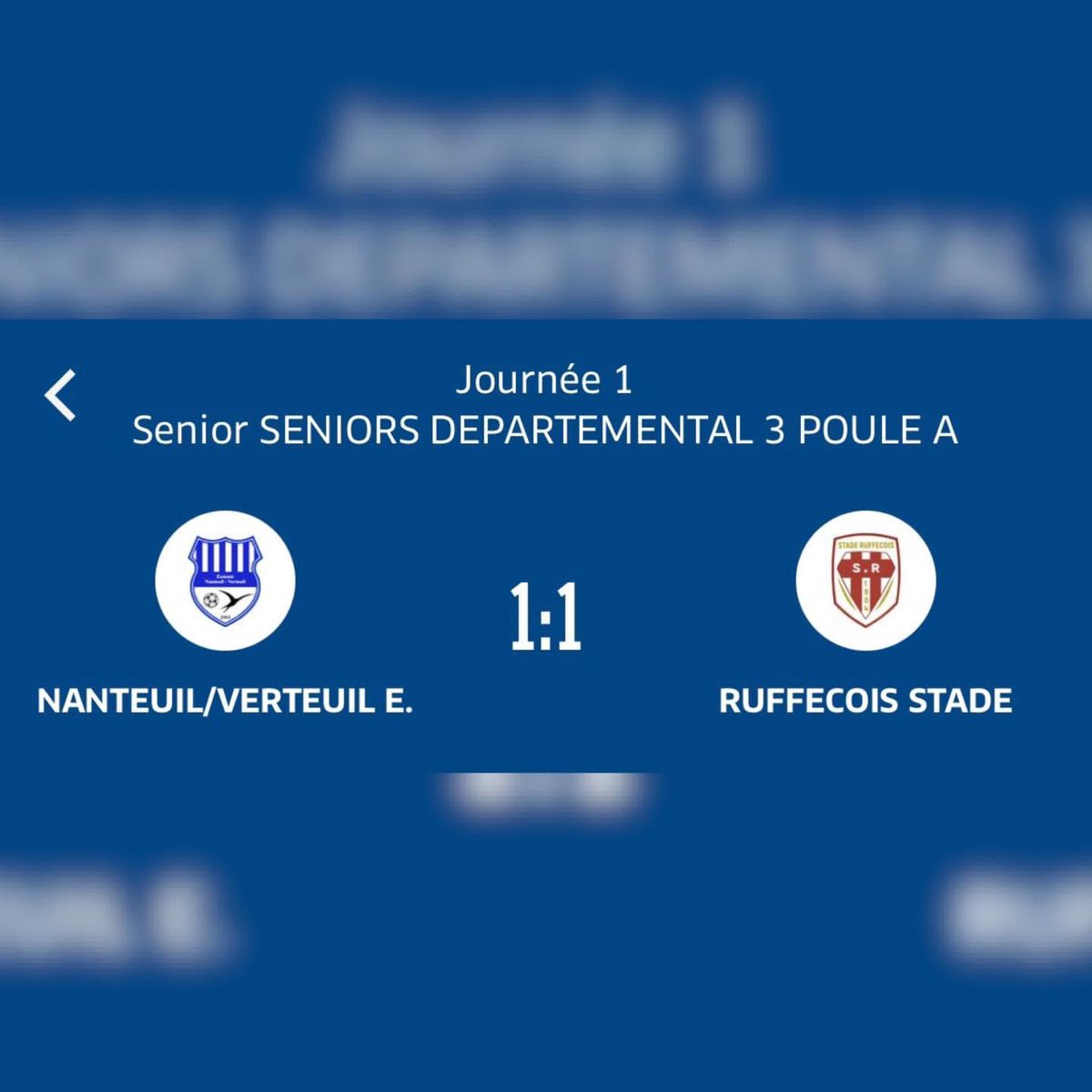 EntenteV's tweet photo. 1ère journée de Chamionnat D3 🏆🔥

L’Entente Nanteuil - Verteuil recevait Ruffec ce Dimanche 18 Septembre. 

Nos bleus ont fait un très beau match qui s’est terminé par un 1-1. 

⚽️ Romain Joly https://t.co/xHxtYfaC86