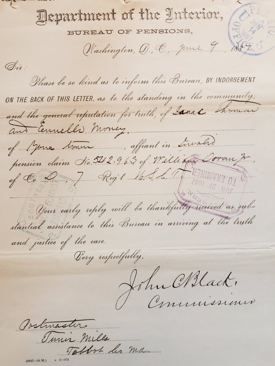 bmoreProjects's tweet photo. Maryland's governor Edward Lloyd and his sons Daniel and Edward were identified by my 3rd ggf as the family who enslaved him prior to the war. His word on the matter had to be verified by the federal government. #TalbotCounty #LloydPlantation #Unionville #USCT #PensionFiles https://t.co/0FokoIZBYl
