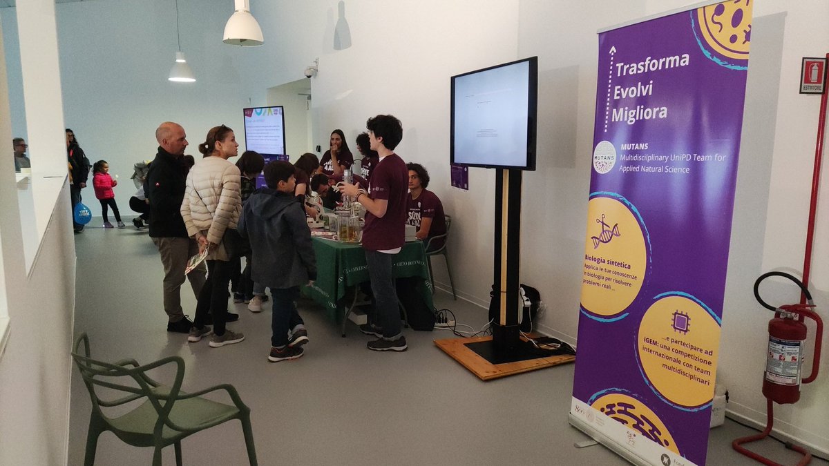 Massimo_Bellato's tweet photo. Proudly helping our amazing student in getting stronger with dissemination skills during #science4all event!
Towards #iGEM2023 #synthbio #unipd we are almost there! https://t.co/LY6qkhx8CU