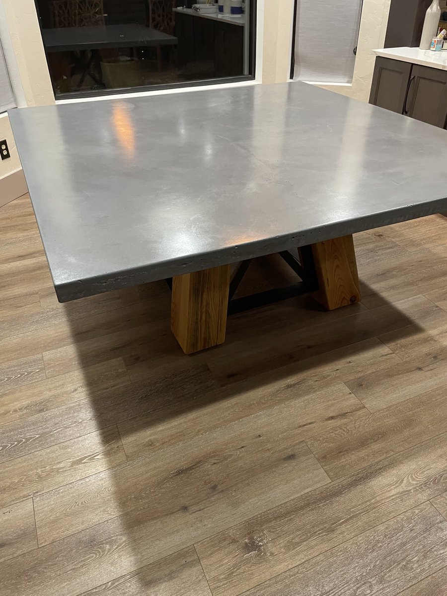 johnpeterdavis's tweet photo. Please follow along on instagram @monumentbuildersllc   This is a 6x6 table top made from ultra high performance concrete and a table base where we fabricated metal brackets and milled rough sawn legs out of AZ ponderosa pine.   More cool stuff to come! https://t.co/QxkLAP3Kfs