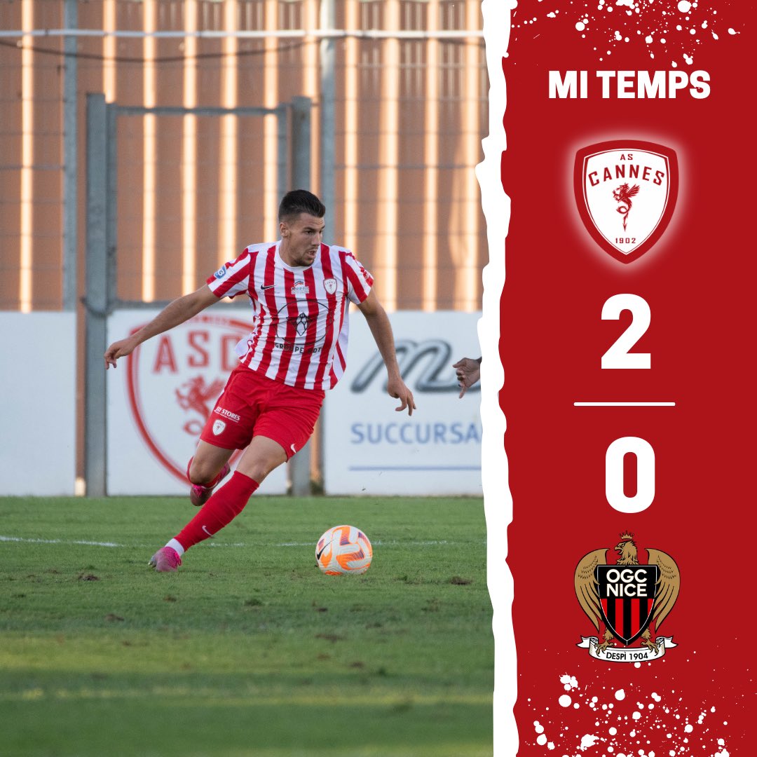 ASCannes1902's tweet photo. 🔴 DIRECT | #N3
⏱️ 45' C'est la mi-temps, nos Dragons ont maîtrisé leur sujet de bout en bout dans ce premier acte et mènent 2 buts à 0, grâce à des buts de Kielt et Leonil.
2️⃣-0️⃣ | #ASCOGCN https://t.co/WvMQWF33tK