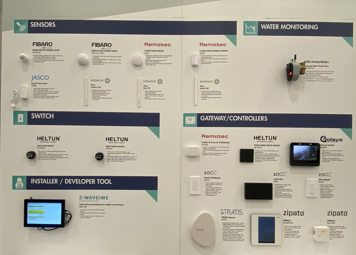 ZWave_Alliance's tweet photo. Thank you to our #ZWaveAlliance members @JascoProducts, @zipatweet, @sensative, @HELTUNinc, @ZoozSmartHome, @STRATISIoT, @EzloInnovation, @johnsoncontrols, #remotec &amp; #ZWave.me for providing an array of Z-Wave devices to our Interoperability Wall at @CEDIAExpo. 

What a success! https://t.co/Rq8NAbqgA8
