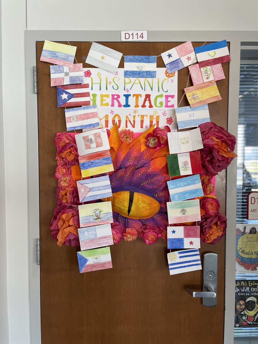 JessikaHearne's tweet photo. Celebrating #HispanicHeritageMonth @ManorSeniorHS #September15 ~ #October15 #DoorDecorationContest #Congratulations to the following #WinningClasses #MsMurphy #MsDiSimone #MrsWashington #MsPepin #MrMcPherson & our #CounselingTeam @SpencerAndreD @MikePerkins_PLC @AlejandroGongo1 https://t.co/90DH93zcUo