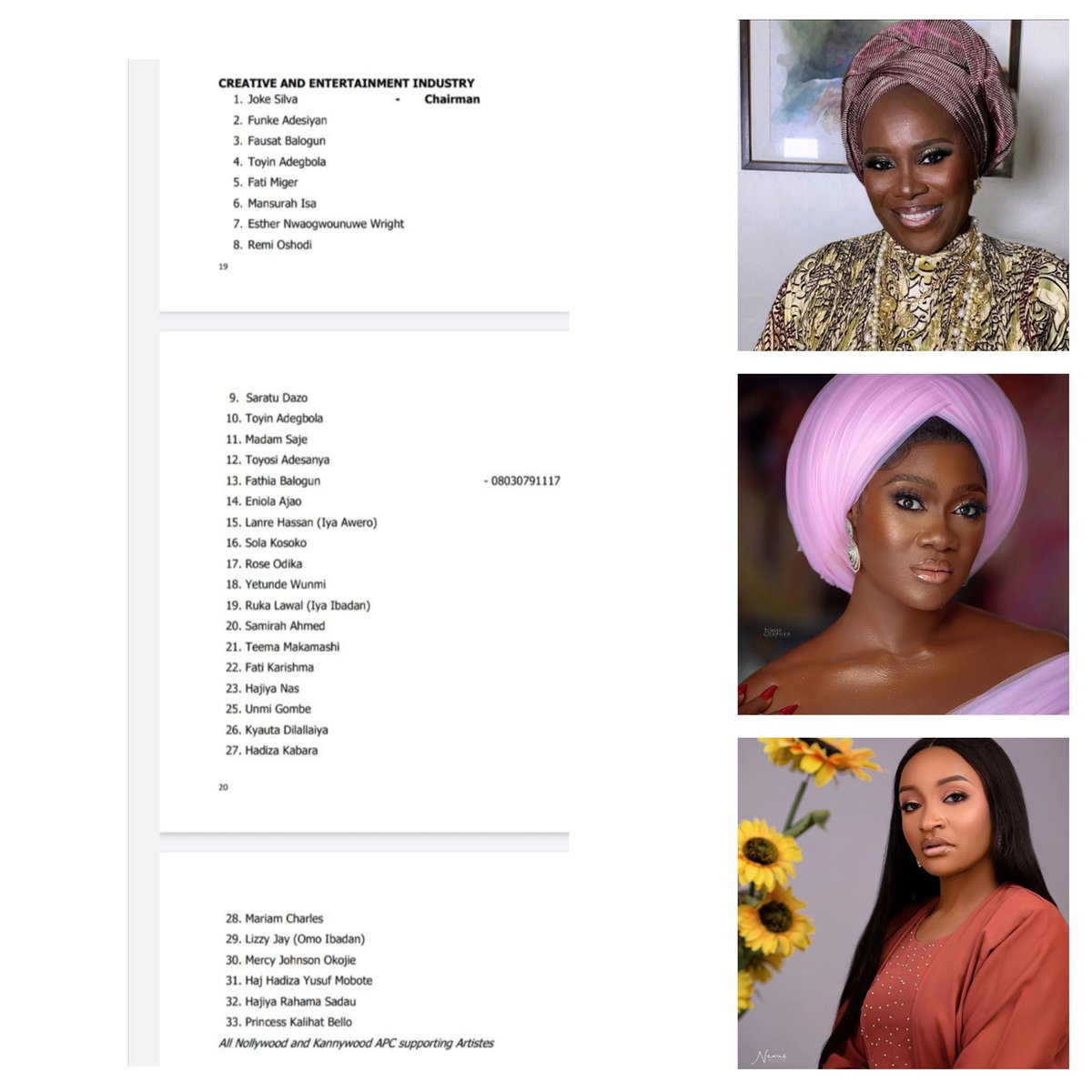 Joke Silva, Mercy Johnson, Rahama Sadau, Other Celebs Make Tinubu's Women Campaign Team 

Top Nollywood actresses have been listed on the Tinubu/Shettima Women Presidential Campaign Team, which was released on Saturday.