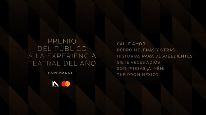 venalteatroMX's tweet photo. Ustedes ya votaron por el premio del público a la experiencia Teatral del año en @losmetromx estas son las obras nominadas y aún tienen de votar por su favorita 🎭
#CalleAmor #PedroMelenas @sietevecesadios @sorpresasof @ThePromMexico https://t.co/5UcNNv15z1