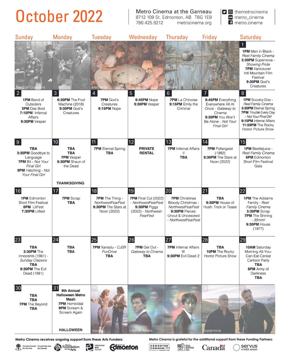 themetrocinema's tweet photo. Happy #October! What are you excited for this month? 🍂🎃👻🧟🥣💋🏚️🪲

https://t.co/DwILP5yjlb https://t.co/DKv2M3Tr86