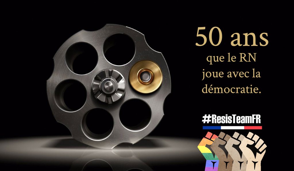 50 ans
que le RN
joue avec la #Démocratie 
#50AnsDeHaine 
#RésisTeamFR