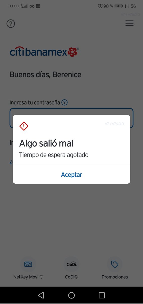 Bere_PR's tweet photo. @Citibanamex @ContactoCitibmx @CitibanamexCS no puedo entrar a la app, tengo la última actualización, ya cheque con y sin wifi, NO PUEDO INGRESAR, SU APOYO URGENTEEEE EN REESTABLECER SU APP https://t.co/pAwsOStQx0