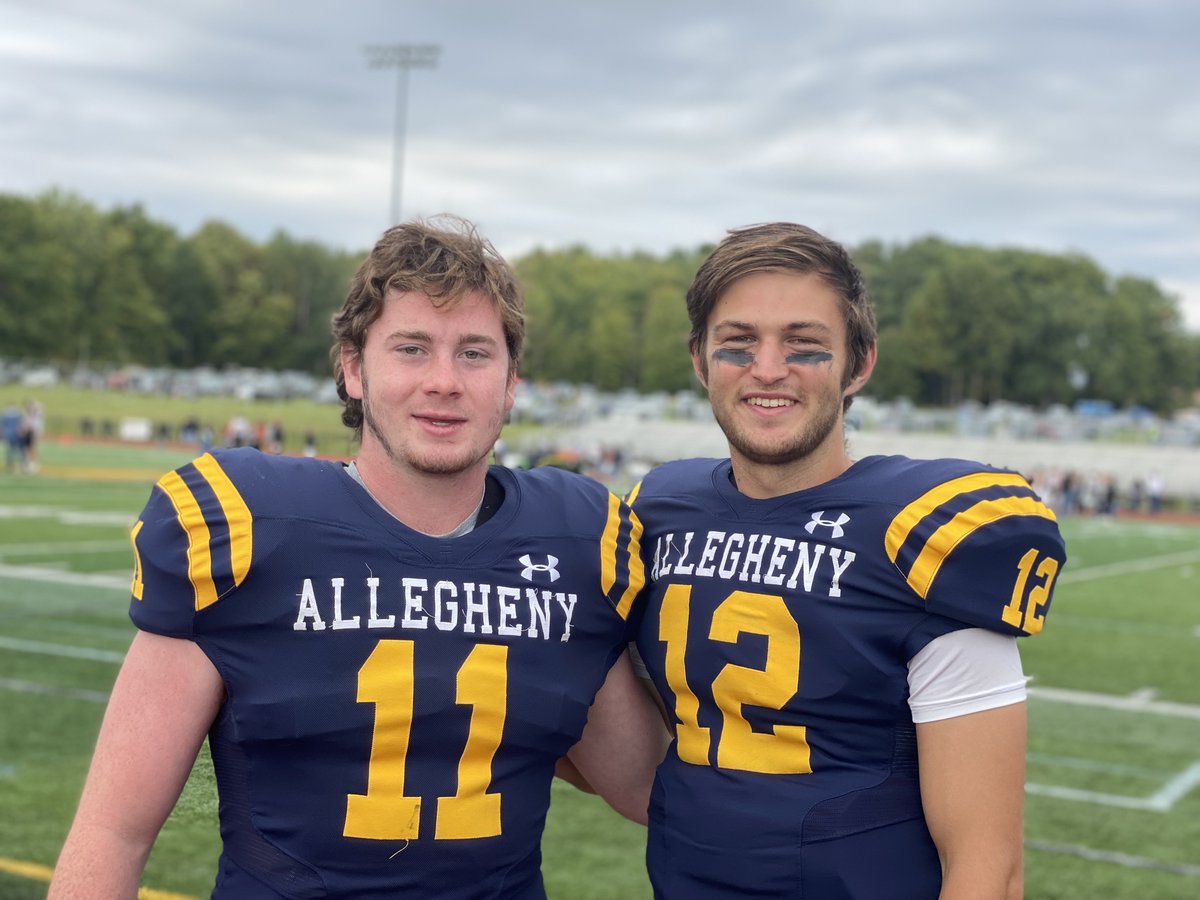 HHS football alumni Will Griffin '22 and Jack Johnson '19 play today @ 2pm for Allegheny vs. Washington &amp; Jefferson. Good Luck!! 🏈