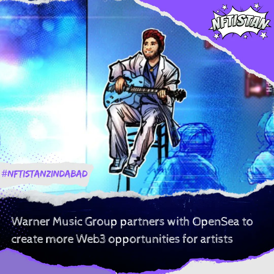 thenftistan's tweet photo. WMG announced a partnership with nonfungible token (NFT) marketplace OpenSea to provide a platform for select musical artists to build and extend their fanbase into the Web3 community. 

Source: Cointelegrah
#NFTistan #NFTistanZindabad #NFTPakistan https://t.co/9EdlusOGu7