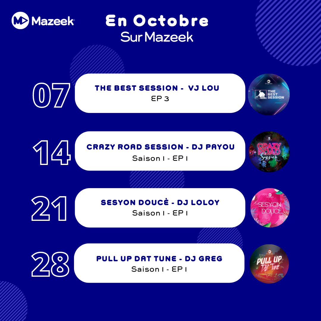 Demandez le programme ! C’est le moment de mettre à jour votre calendrier 🗓 Le vendredi chez #Mazeek c’est le JOUR DE SORTIE !🎧 <a href="/VJLOU/">VJ LOU</a> <a href="/DjLoloy/">Monky D Loloy</a> <a href="/DjPayou/">Dj Payou</a> <a href="/DjGregParis/">Dj Greg 3.0</a>