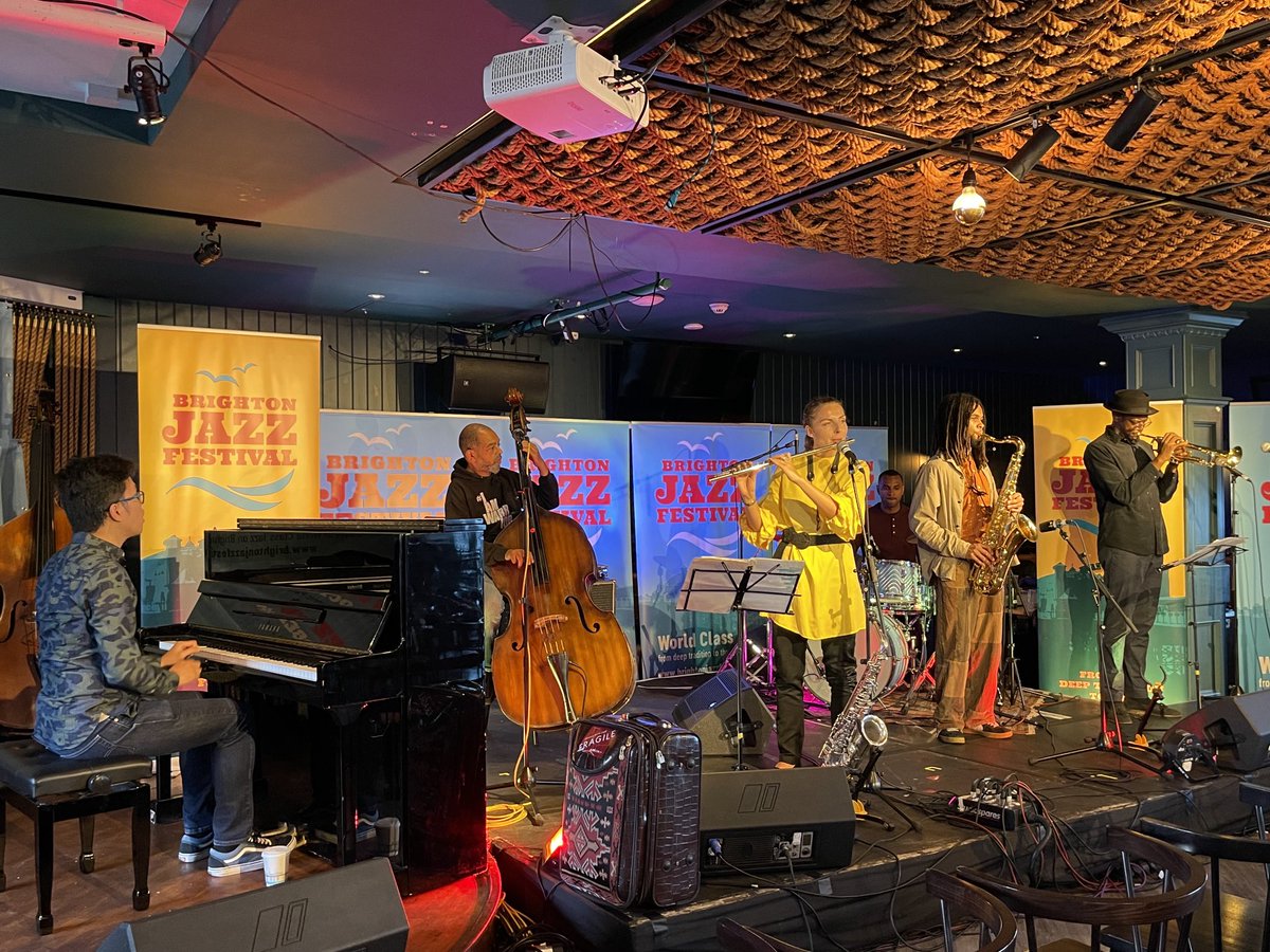 Soundchecking ⁦<a href="/GaryCrosbyBass1/">Gary Crosby</a>⁩ Sextet for tonight’s #soldout @brightonjazzfestival⁩ show. Great to be working with our friends ⁦⁦<a href="/newgenjazz/">New Generation Jazz</a>⁩ again. 👍🏽❤️🎶