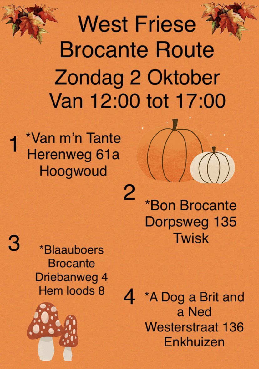 TanteMn's tweet photo. Zondag 2 oktober de West Friese Brocante Route
#brocante #brocanteroute #noordholland #westfriesland #uitje #zondag #eropuit https://t.co/XNeX0hNoTd