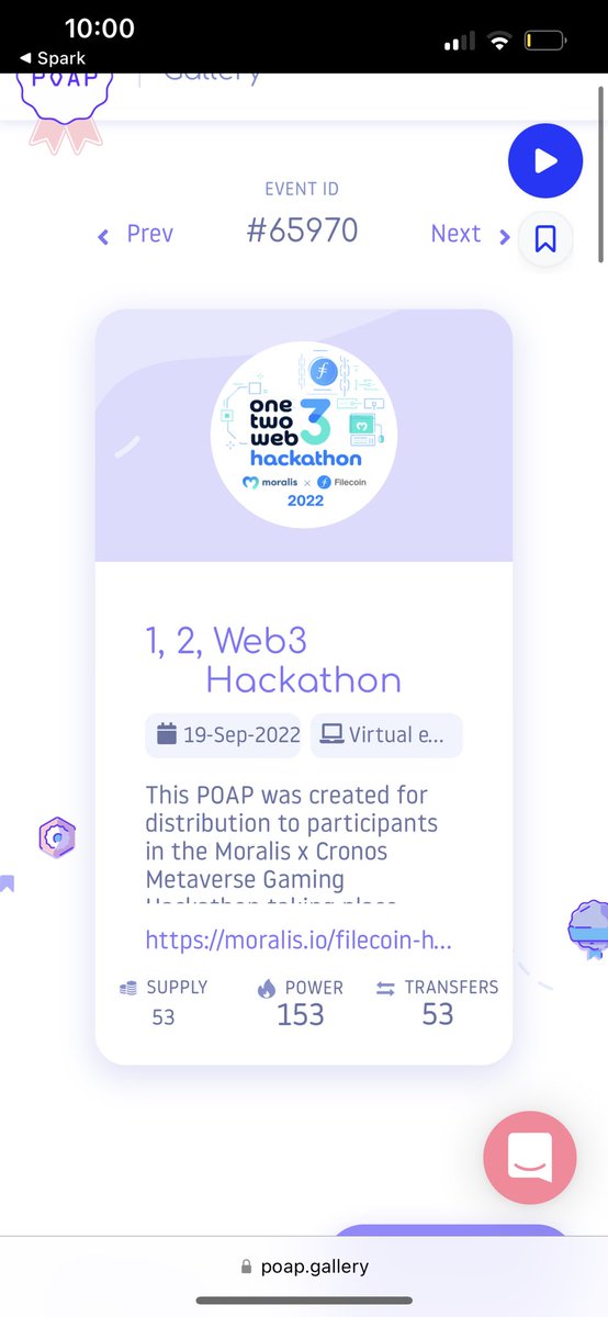 peachgumeth's tweet photo. Just downloaded my @poapxyz from @MoralisWeb3 thanks for hosting the hackathon! ✨👑 @IvanOnTech 

#web3 #hackathon #gaming #game #mobile #galaxygang #socialimpact https://t.co/niGzNwZCKQ