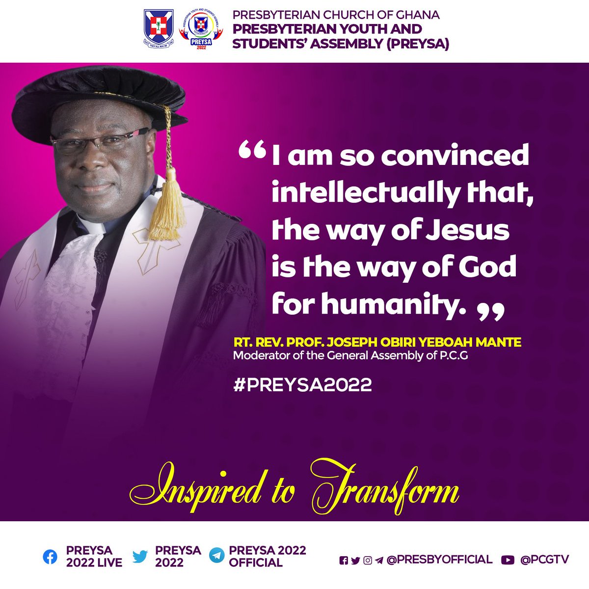 PresbyOfficial's tweet image. "When we meet as a church let the emphasis be on spirituality, this spirituality comes by the Word of God, by Prayer and by singing and worship."
#ModeratorQuotes
#PREYSA2022excerpts
#InspiredtoTransform
👇THREAD