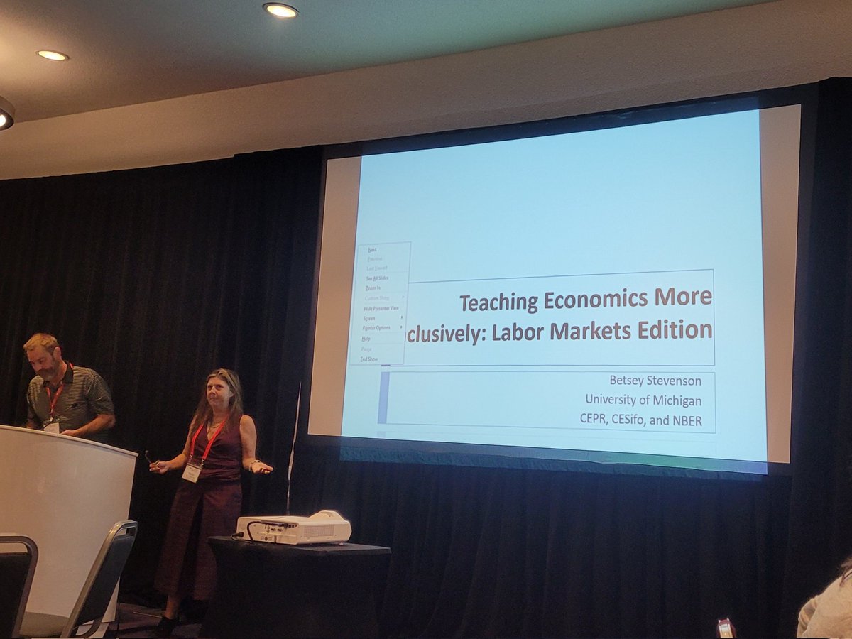 Wootenomics's tweet photo. Day 2 of #EconEd22 kicks off with @BetseyStevenson discussing inclusive teaching. https://t.co/nHZY0NRTDn