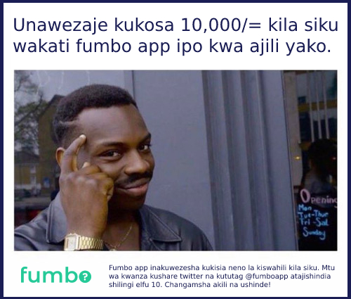 fumboapp's tweet photo. Mwezi mpya, mchezo mpya! Jishindie 10,000/= ukiwa wa kwanza kushare neno sahihi la siku kupitia fumbo app. Share on twitter na instagram na kutag @fumboapp. Download fumbo app kwenye android kupitia link hii https://t.co/THSvbwicbf #fumbo #fumboapp #kiswahili https://t.co/y5jwiO1BLw