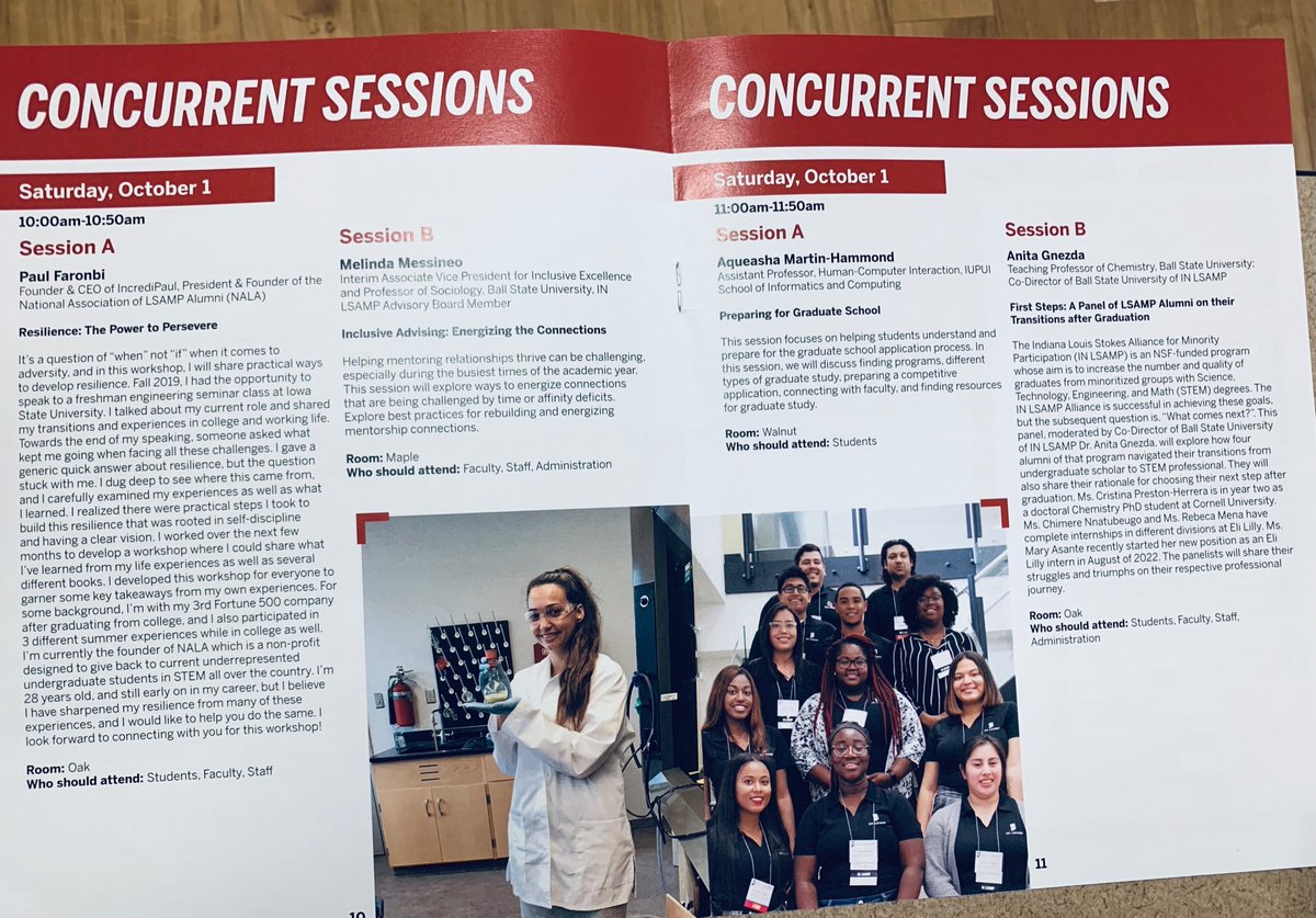Concurrent Sessions III (10:00-10:50am) and Concurrent Sessions IV (11:00-11:50am) in the Oak Room of the Indiana Memorial Union 

2nd Day (October 1st) of #INLSAMP2022 Annual Conference at IU Bloomington