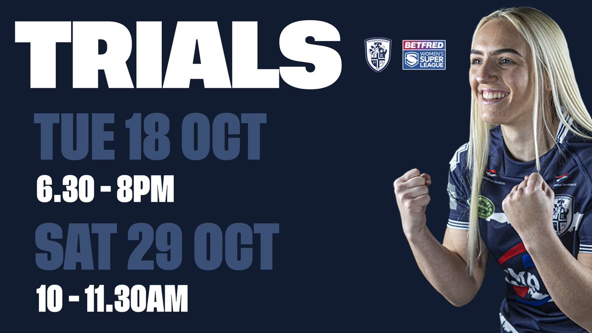 FevRoversRLFC's tweet photo. Featherstone Rovers Women are holding trials at @TMStadium throughout October for women and girls aged 16 and over!

➡️ Reserve your place by signing up here: https://t.co/lQTIZaKZtb https://t.co/oR9FmMyzoH