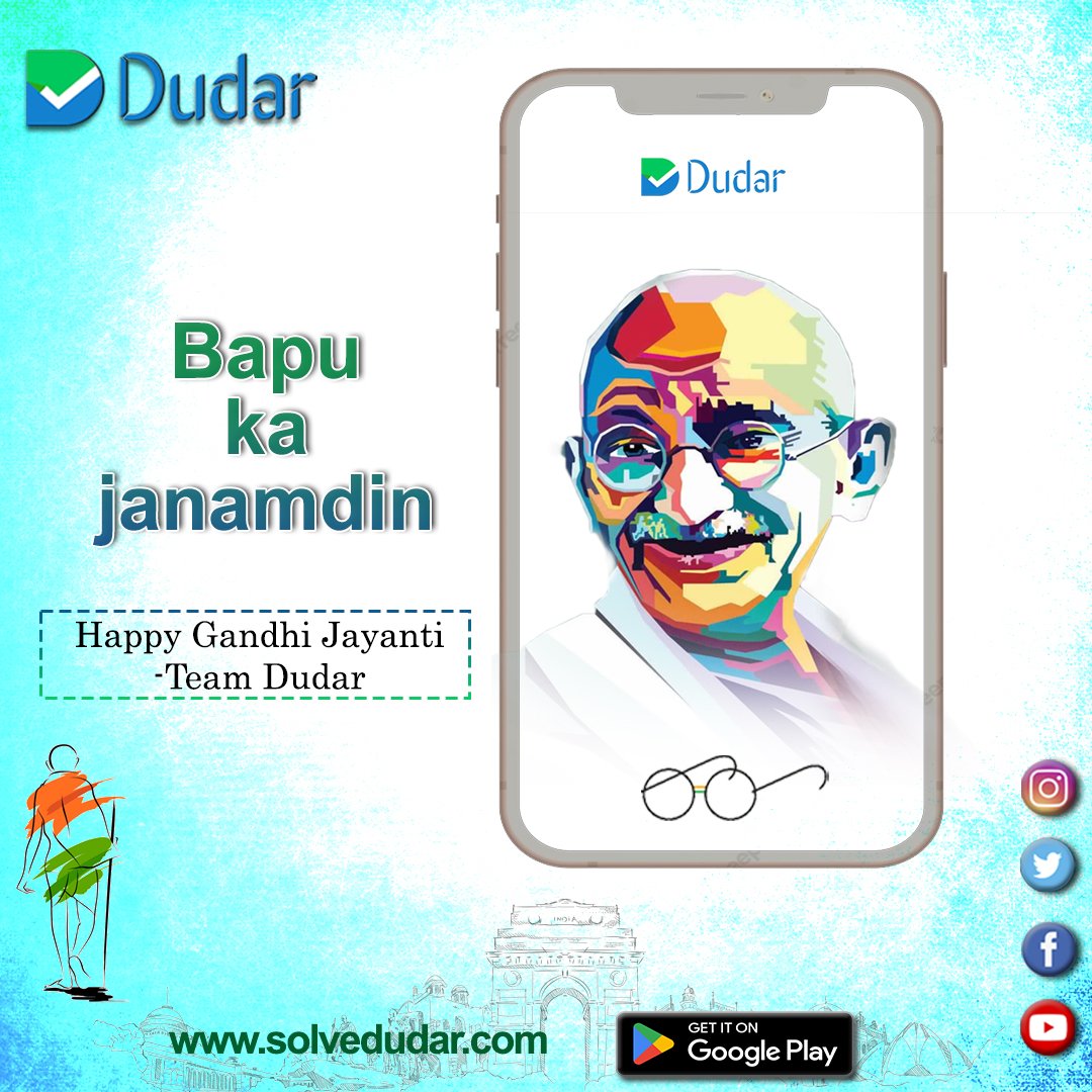 solvedudar's tweet photo. Remembering the Father of our Nation "bapu"
and his teachings that strength is in unity and triumph
in hope. Wish You All Happy Gandhi Jyanti from the
team of the dudar.
.
.
visit us: https://t.co/MaiC828PA2

#happygandhijayanti #Bapu #nationalday #tutor
#teachers #education https://t.co/ED2rocFaHI
