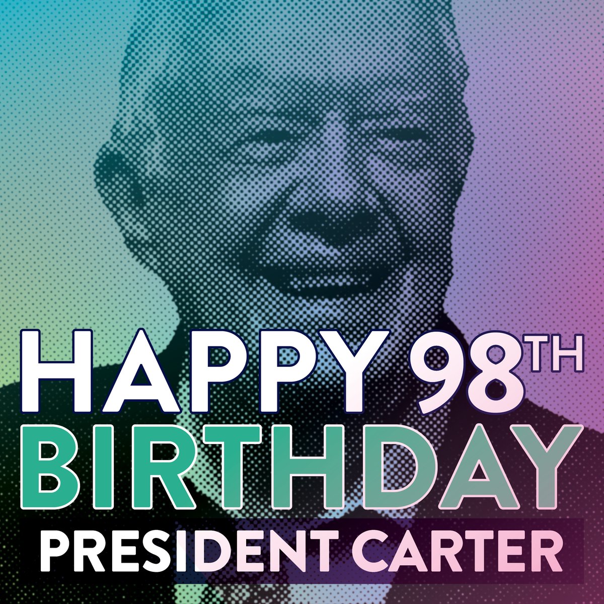 Happy #98thBirthday Jimmy Carter🎂🎉! Born #OTD in 1924, President Carter is a peanut farmer turned politician &amp; then worldwide humanitarian. A man of the people, he's dedicated his life to #humanrights &amp; democracy. To celebrate, share a birthday message: ow.ly/zMLT50KTIz8