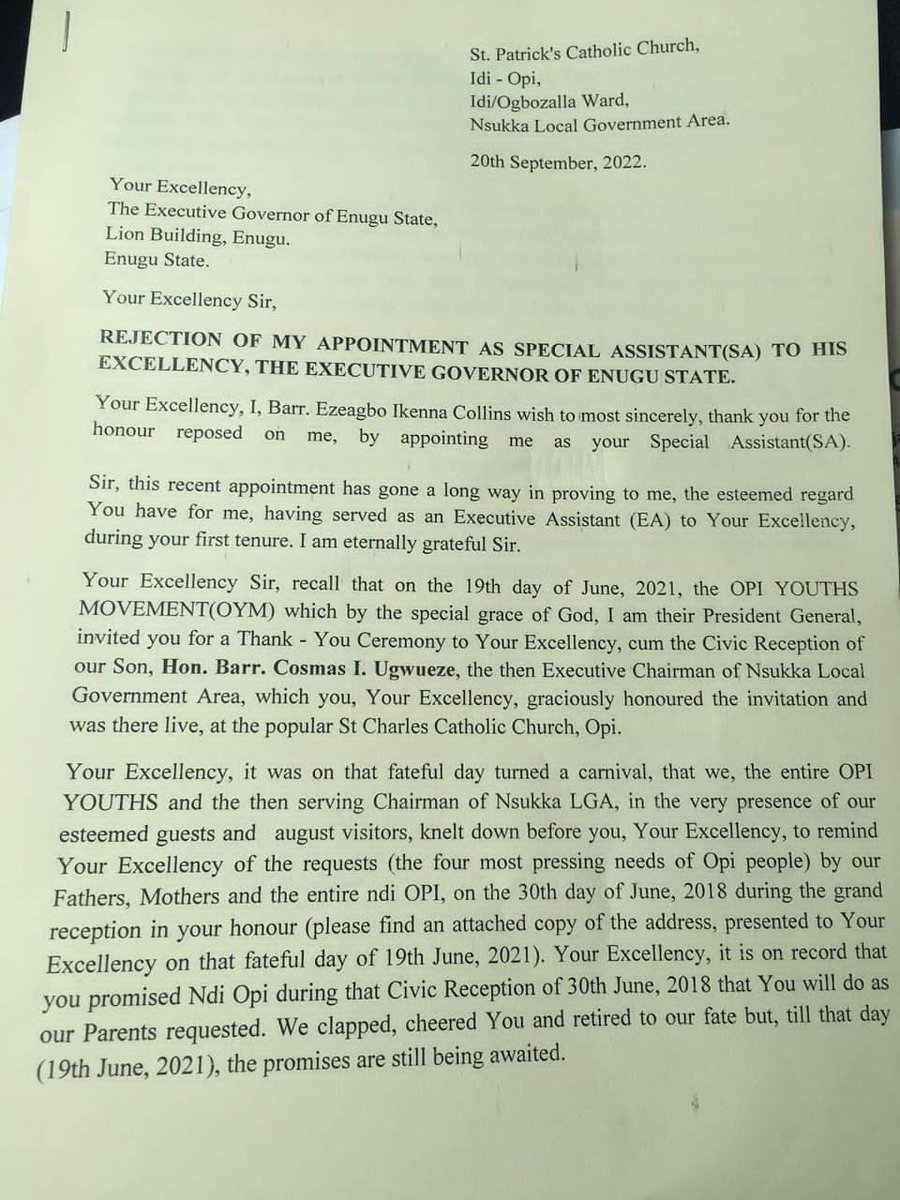 UchePOkoye's tweet photo. Enugu Obidients youth coordinator rejects an appointment from the Ugwuanyi government.

Peter Obi is a force! https://t.co/0RMOwKo795