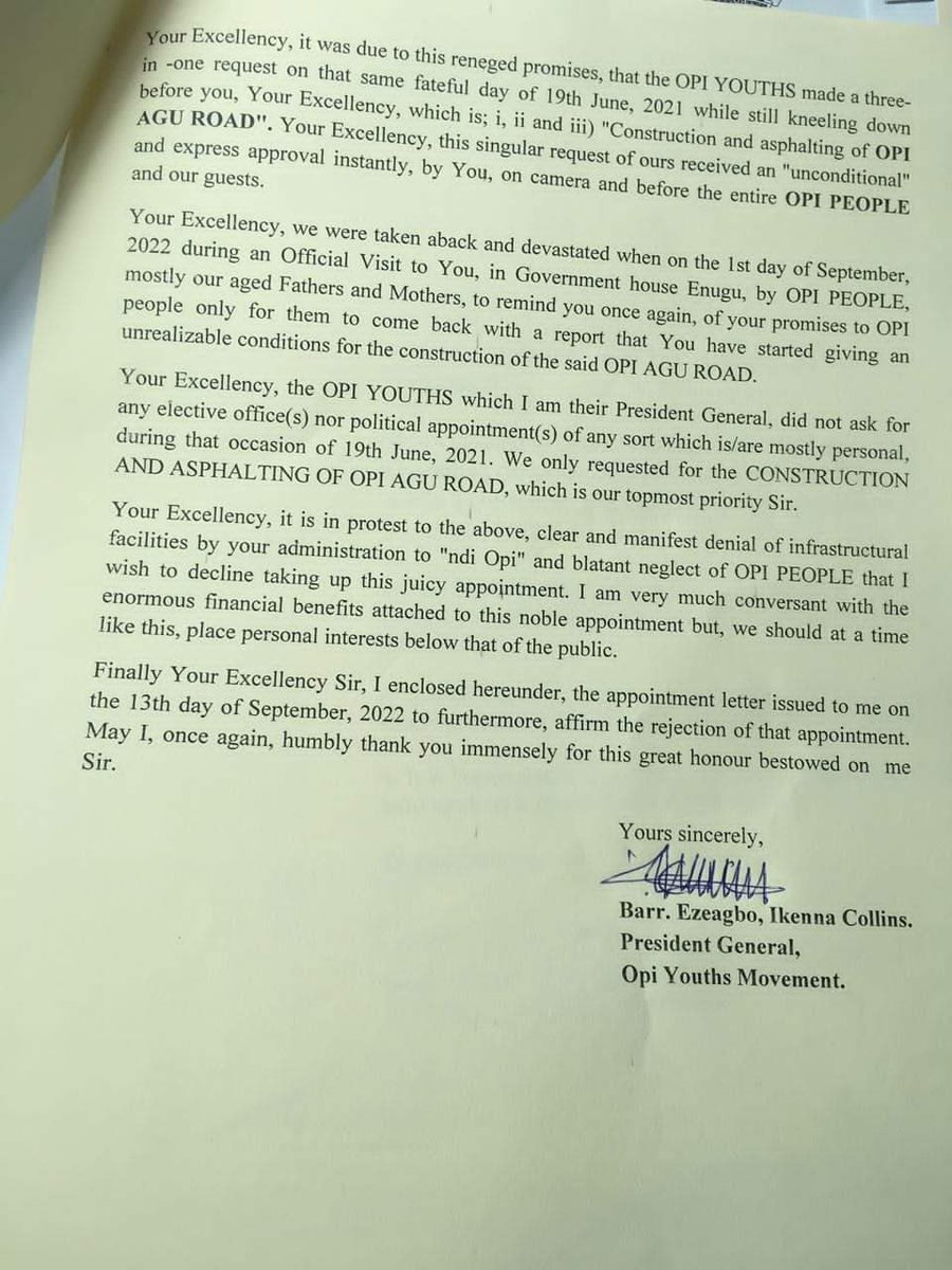 UchePOkoye's tweet photo. Enugu Obidients youth coordinator rejects an appointment from the Ugwuanyi government.

Peter Obi is a force! https://t.co/0RMOwKo795