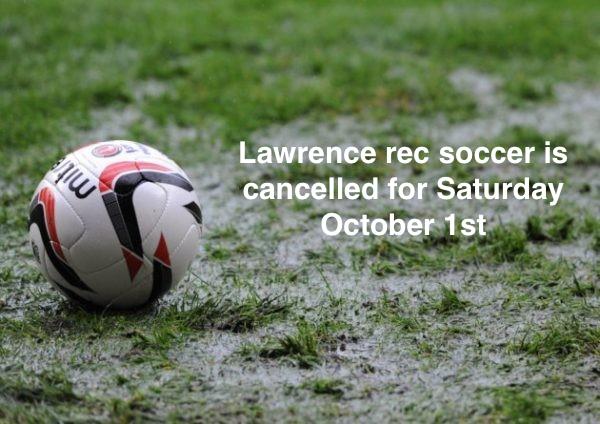 Rec soccer is canceled for today, Saturday October 1st.