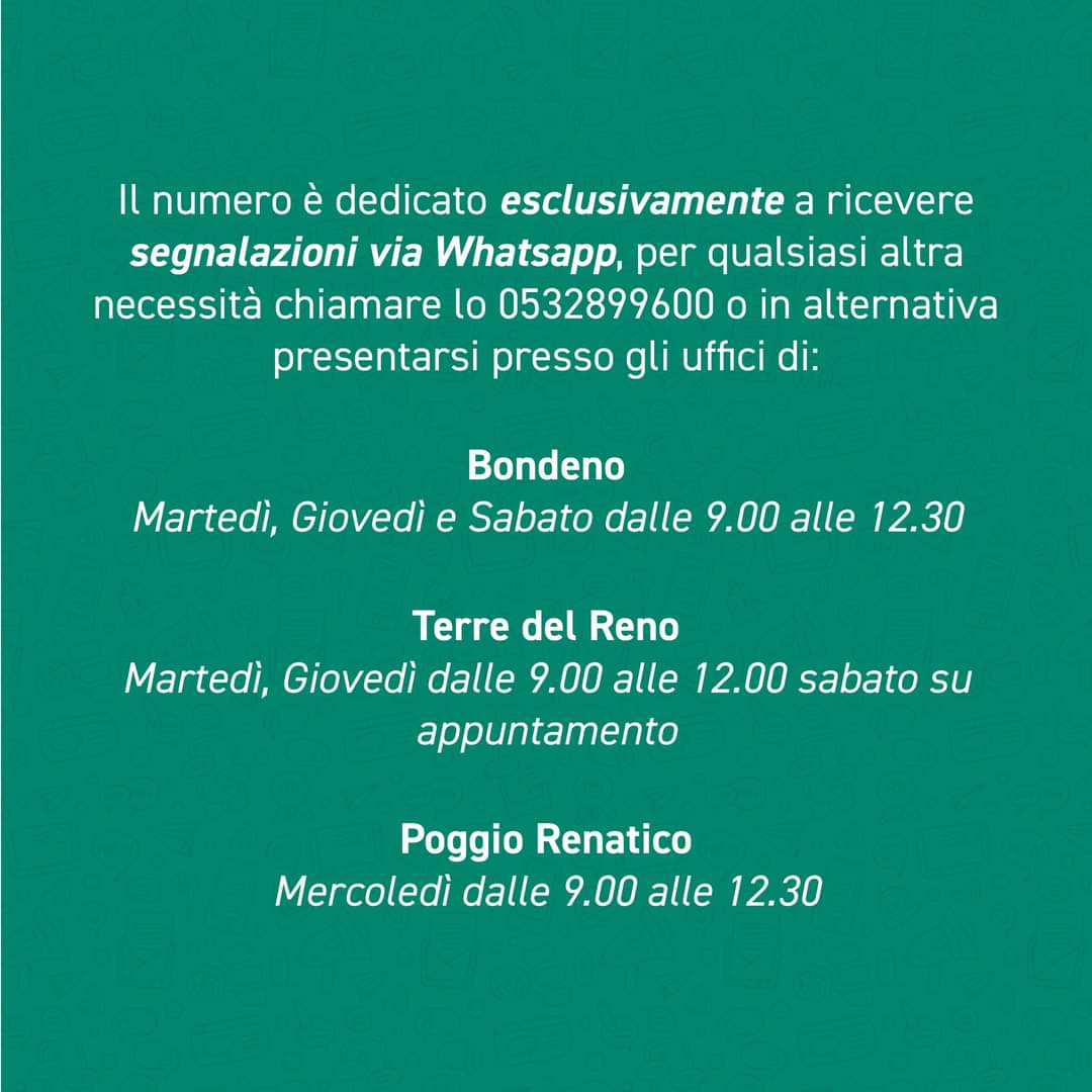 #PLaltoferrarese #segnalazioni 
Da oggi le segnalazioni anche su #WhatsApp