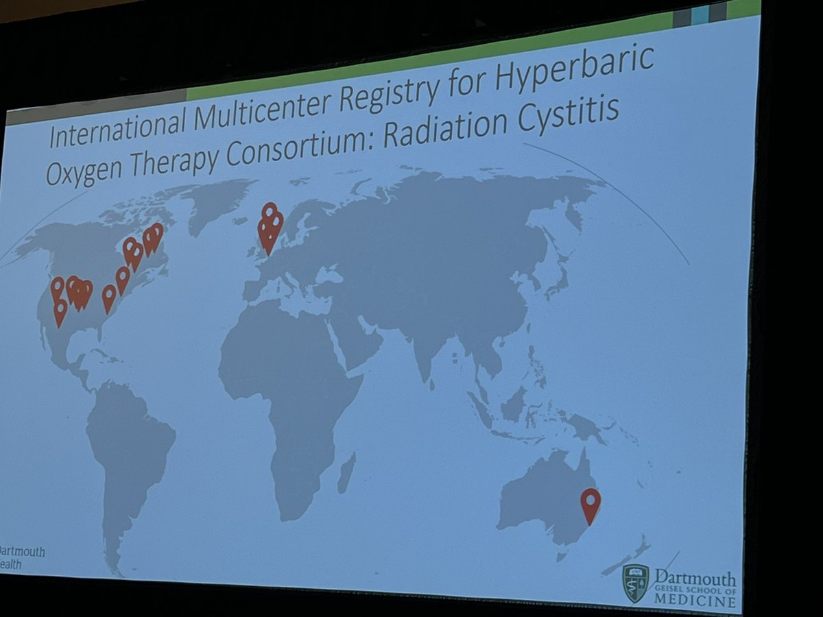 FlorianSchroeck's tweet photo. @DartmouthUro resident @erbrandes @ #NEAUA22 with new data from multi institutional #hyperbarics registry for #radiationcystitis: substantial improvement in symptoms https://t.co/MgUHmA1VvN