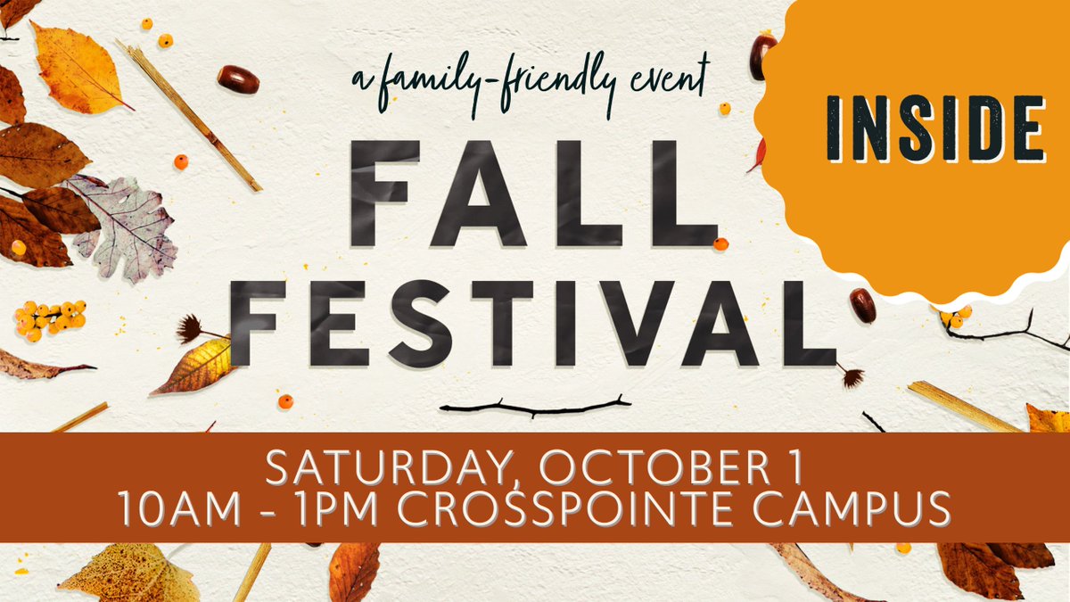 Come on out to the free Fall Festival at the CrossPointe Campus, 201 Burnt Chimney Rd, Wirtz. It will be a fun time for the whole family indoors with inflatable, hot dogs, and plenty of crafts and games!